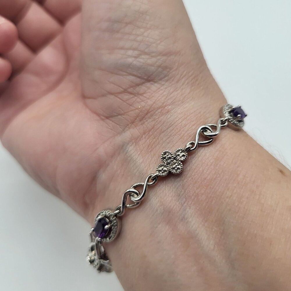 VTG PAJ BB Amethyst Purple Silver Tone Bracelet - Picture 3 of 12